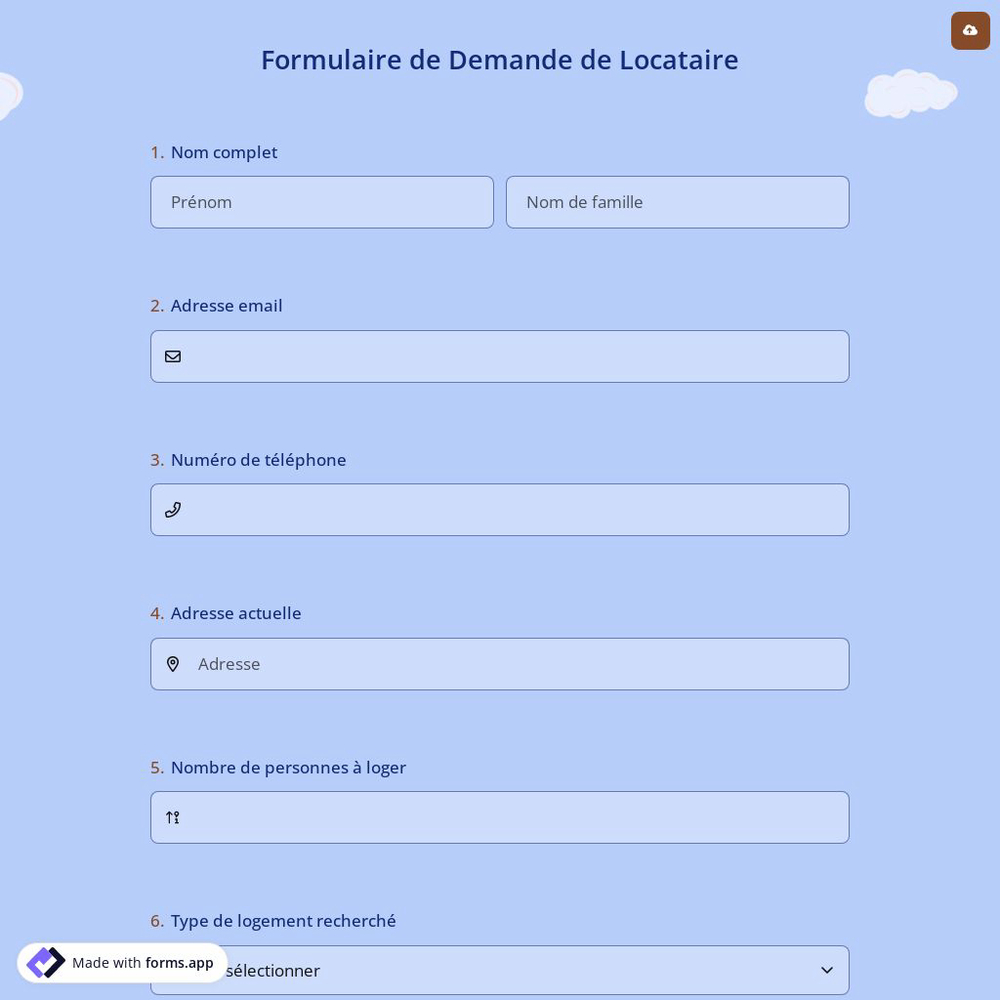 Formulaire de Demande de Locataire
