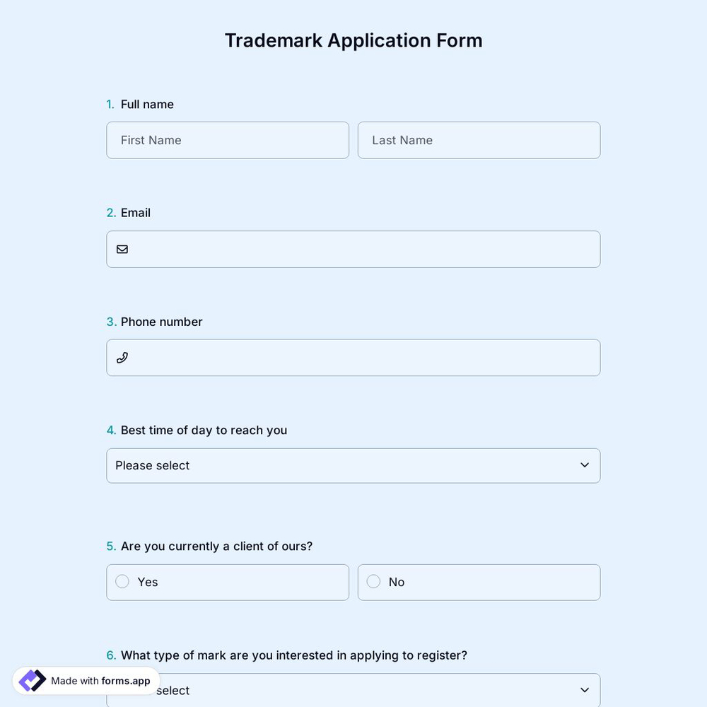 Trademark Application Form