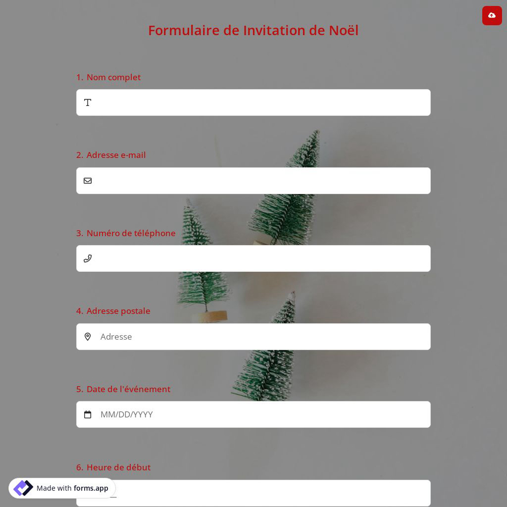 Formulaire de Invitation de Noël