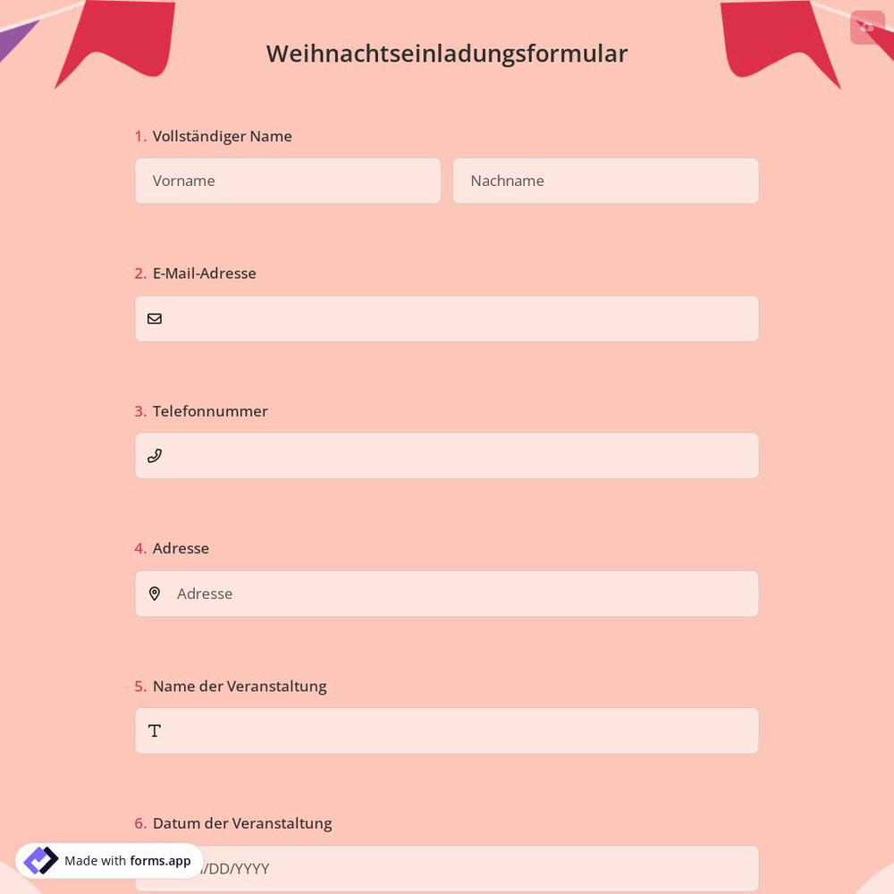 Weihnachtseinladungsformular