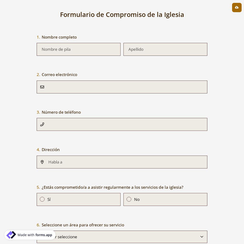 Formulario de Compromiso de la Iglesia