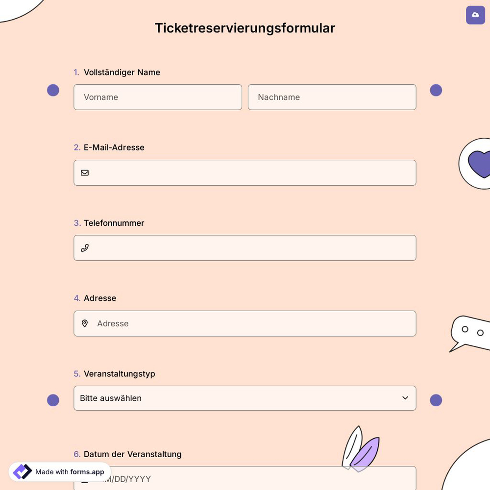 Ticketreservierungsformular