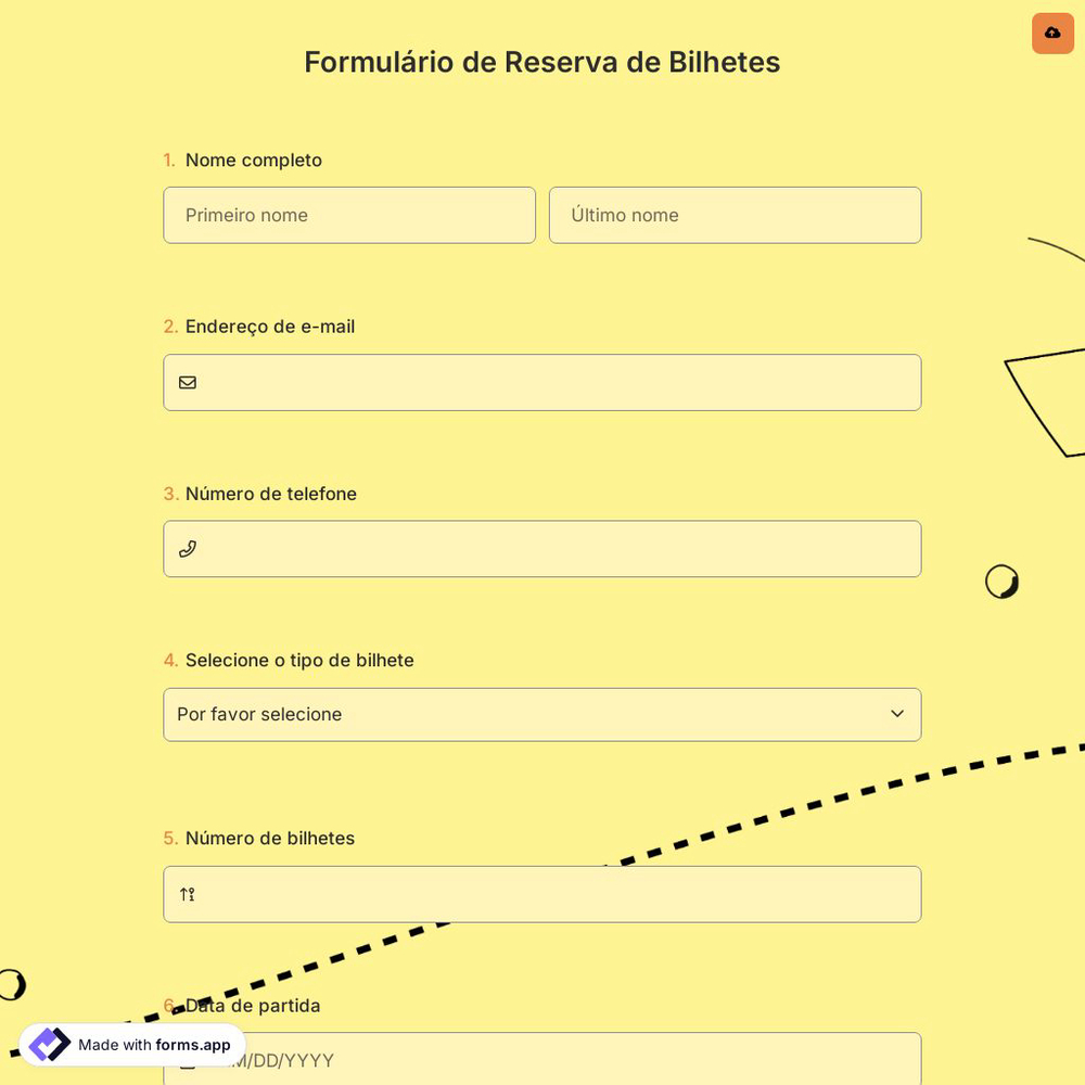 Formulário de Reserva de Bilhetes