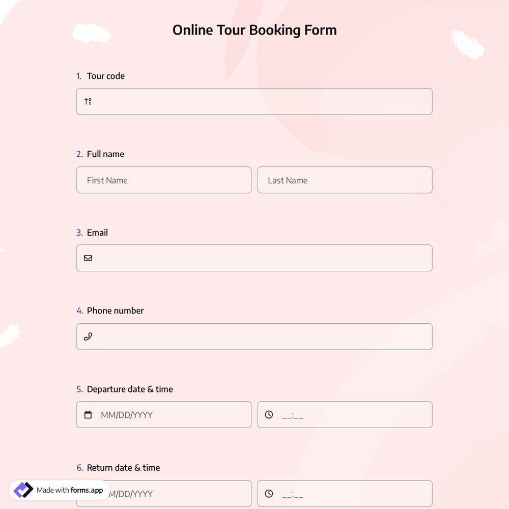 Online Tour Booking Form