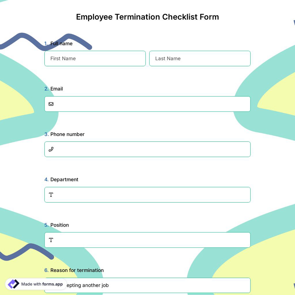 Employee Termination Checklist Form