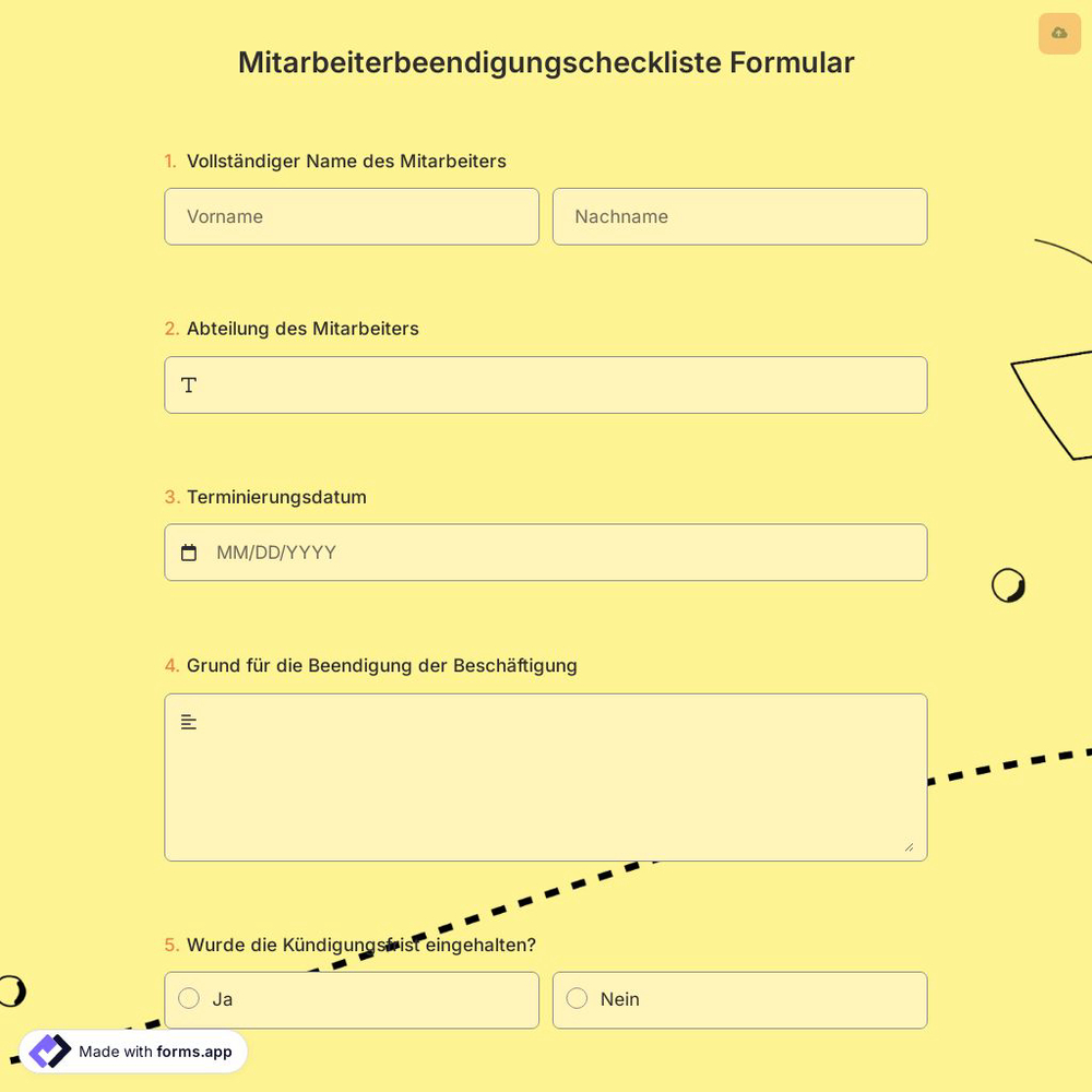 Mitarbeiterbeendigungscheckliste Formular
