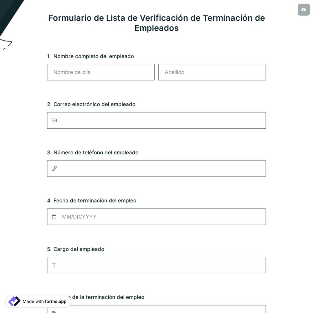 Formulario de Lista de Verificación de Terminación de Empleados