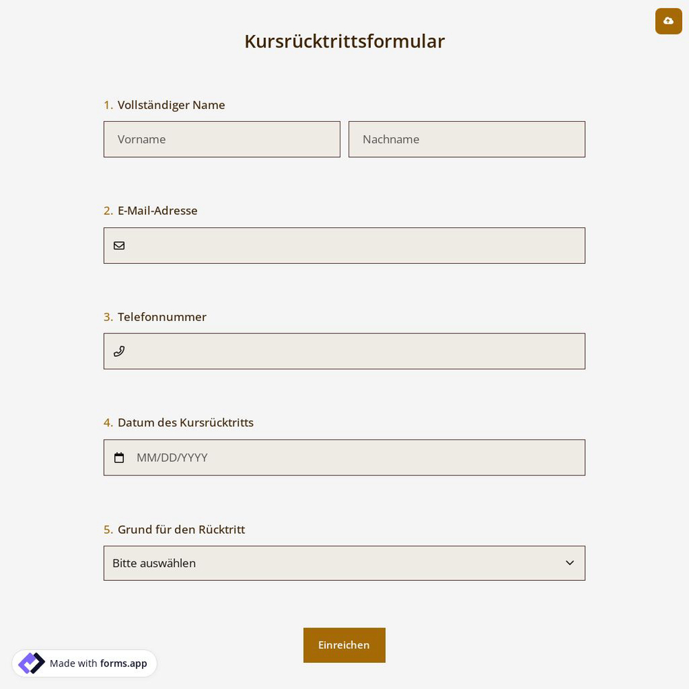 Kursrücktrittsformular