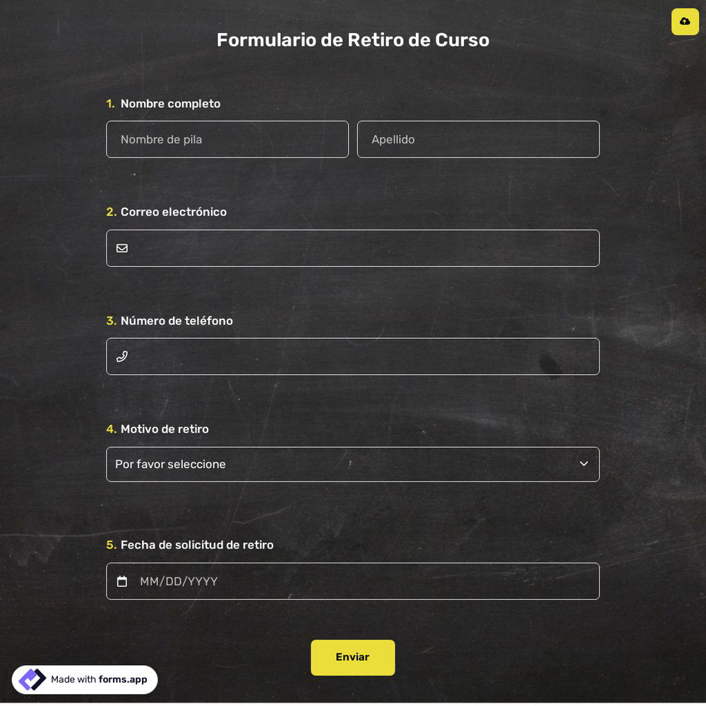 Formulario de Retiro de Curso