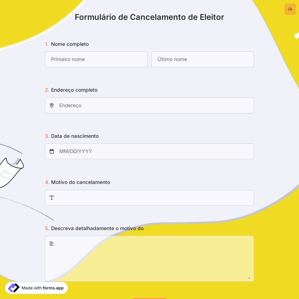 Formulário de Cancelamento de Eleitor