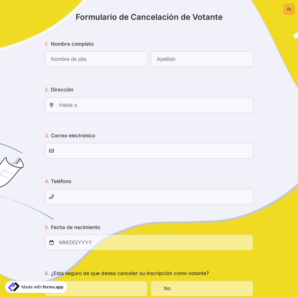 Formulario de Cancelación de Votante