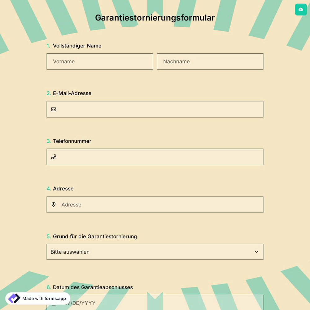 Garantiestornierungsformular