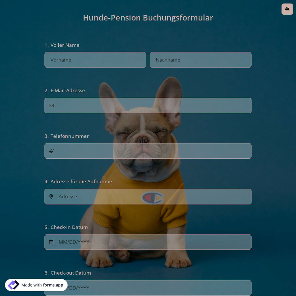 Hunde-Pension Buchungsformular