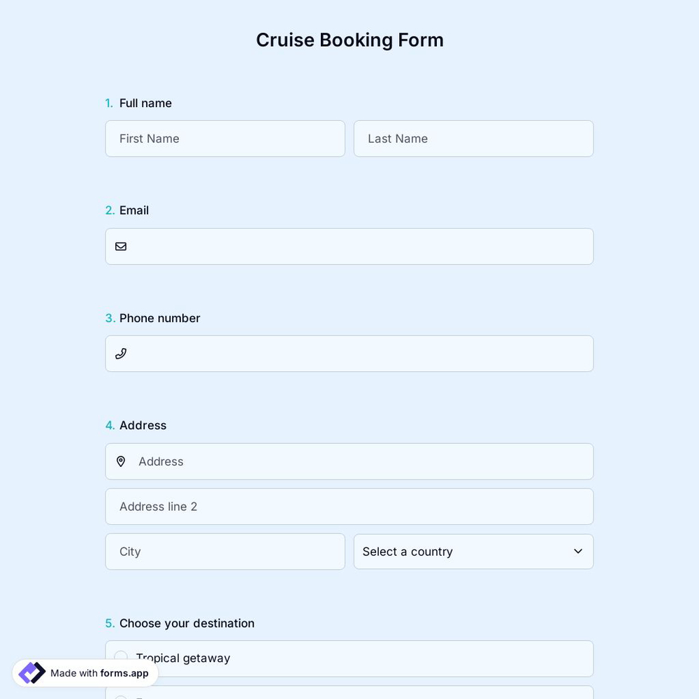 Cruise Booking Form
