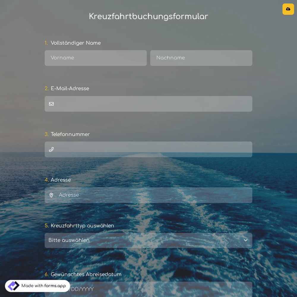 Kreuzfahrtbuchungsformular