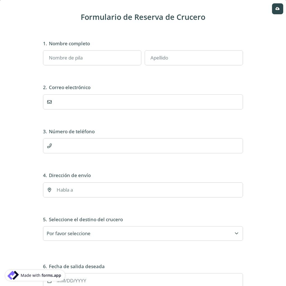 Formulario de Reserva de Crucero