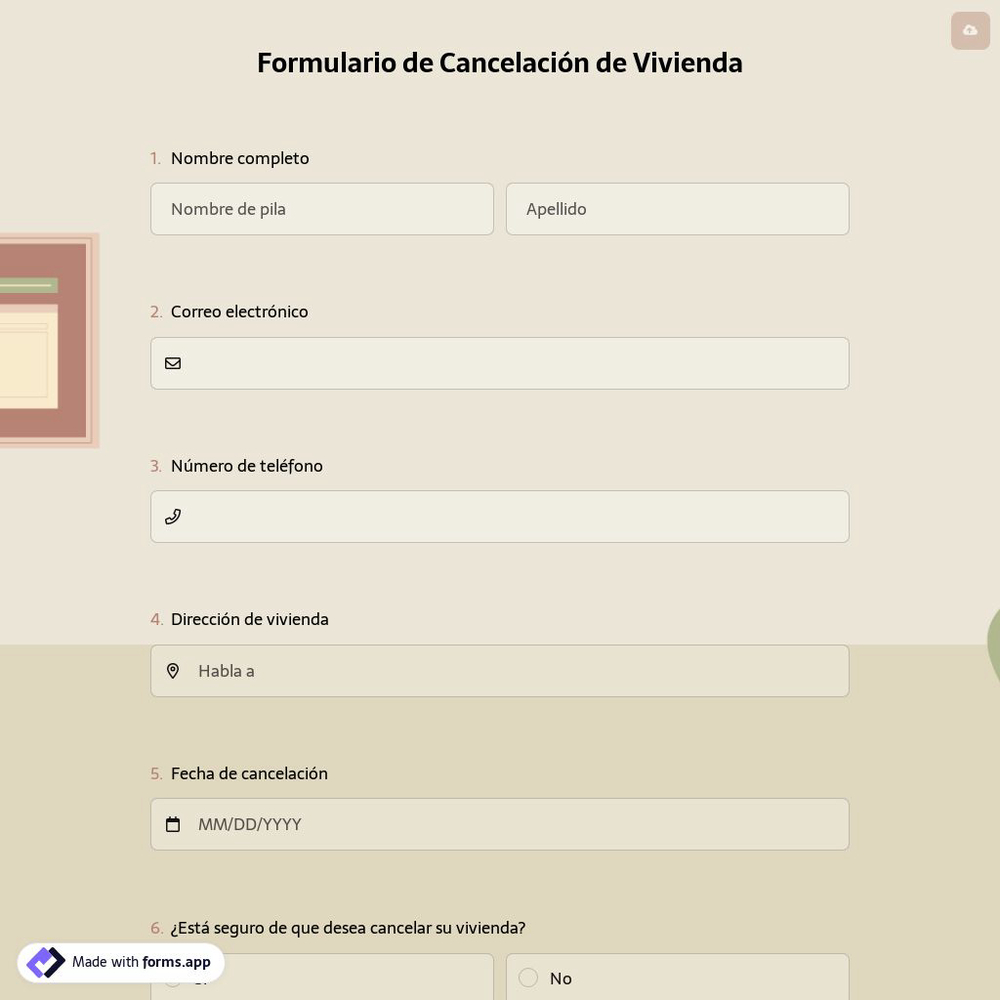 Formulario de Cancelación de Vivienda