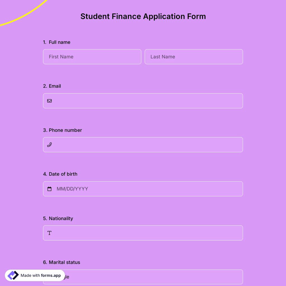 Student Finance Application Form