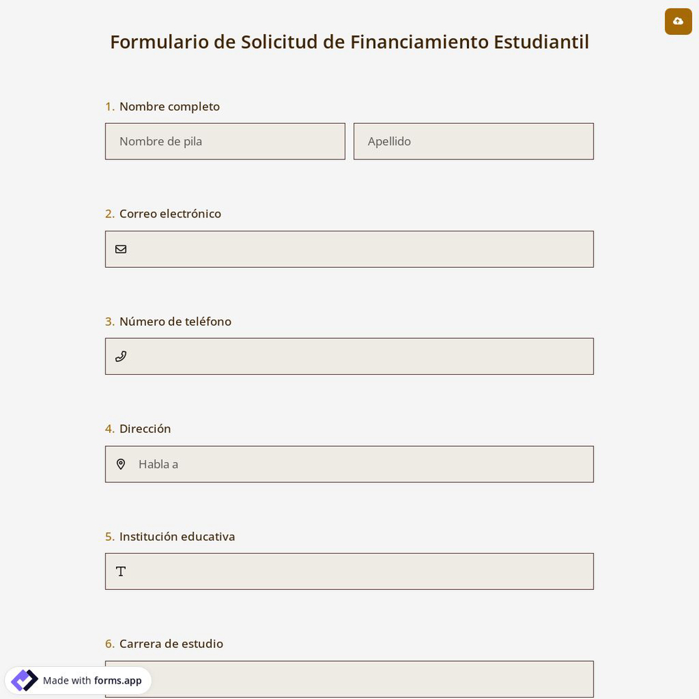 Formulario de Solicitud de Financiamiento Estudiantil