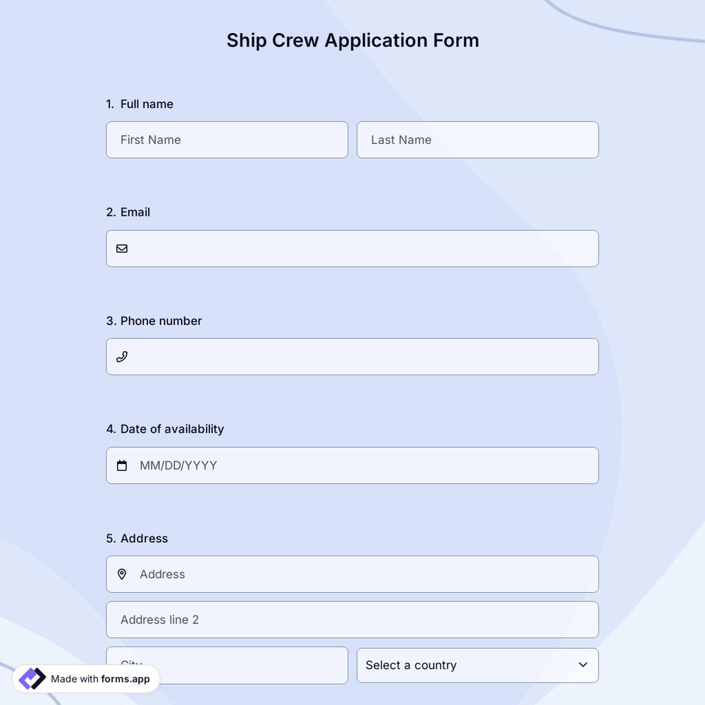 Ship Crew Application Form