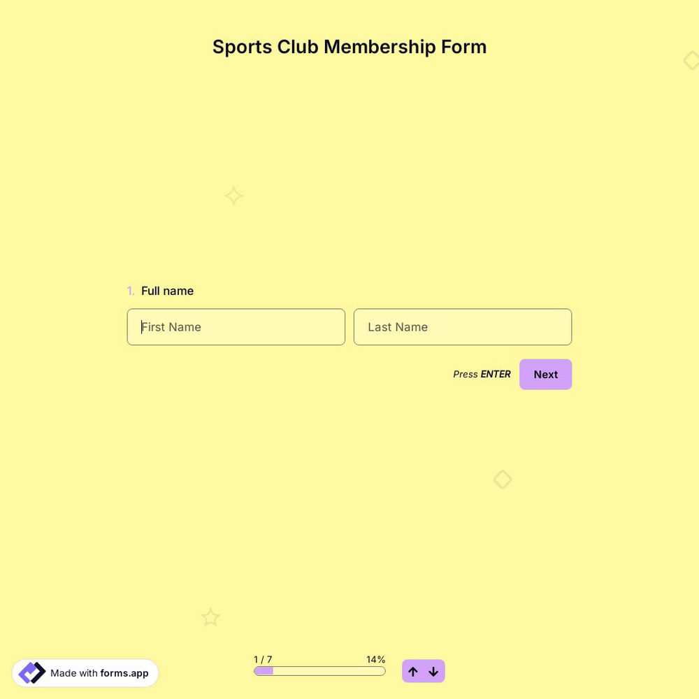 Sports Club Membership Form