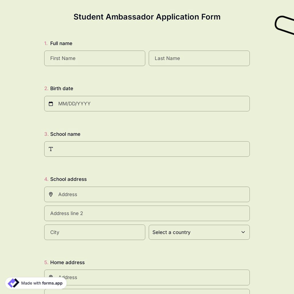 Student Ambassador Application Form