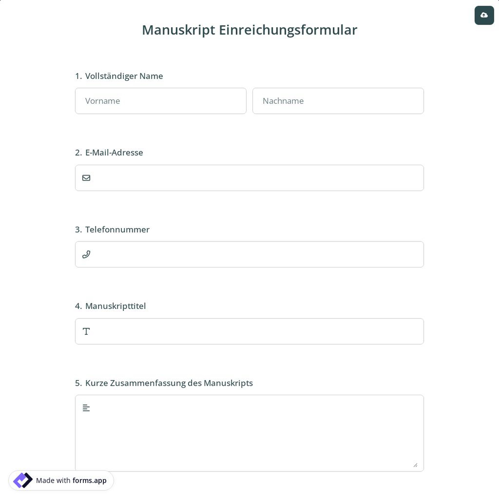Manuskript Einreichungsformular