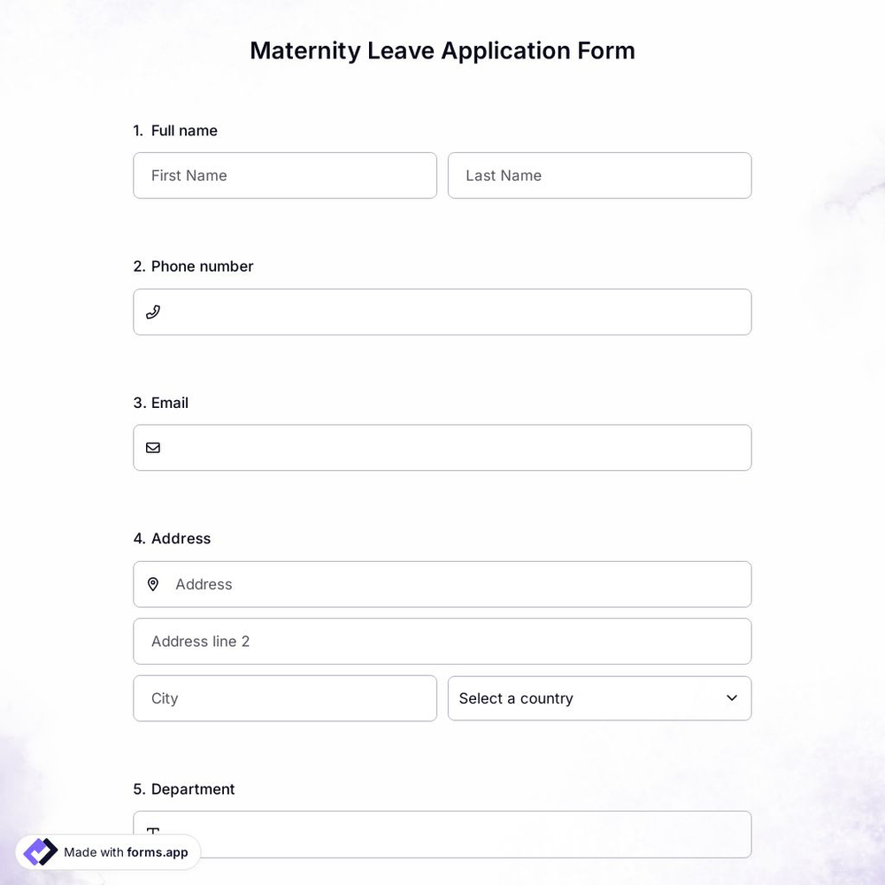 Maternity Leave Application Form