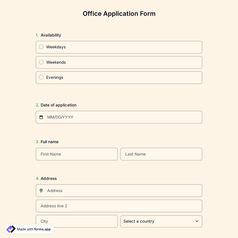 Office Application Form