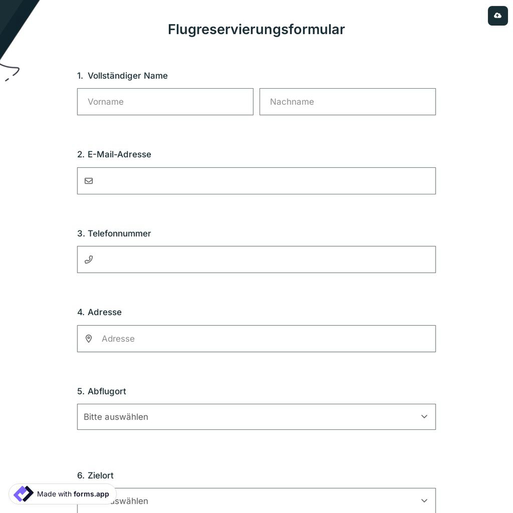 Flugreservierungsformular
