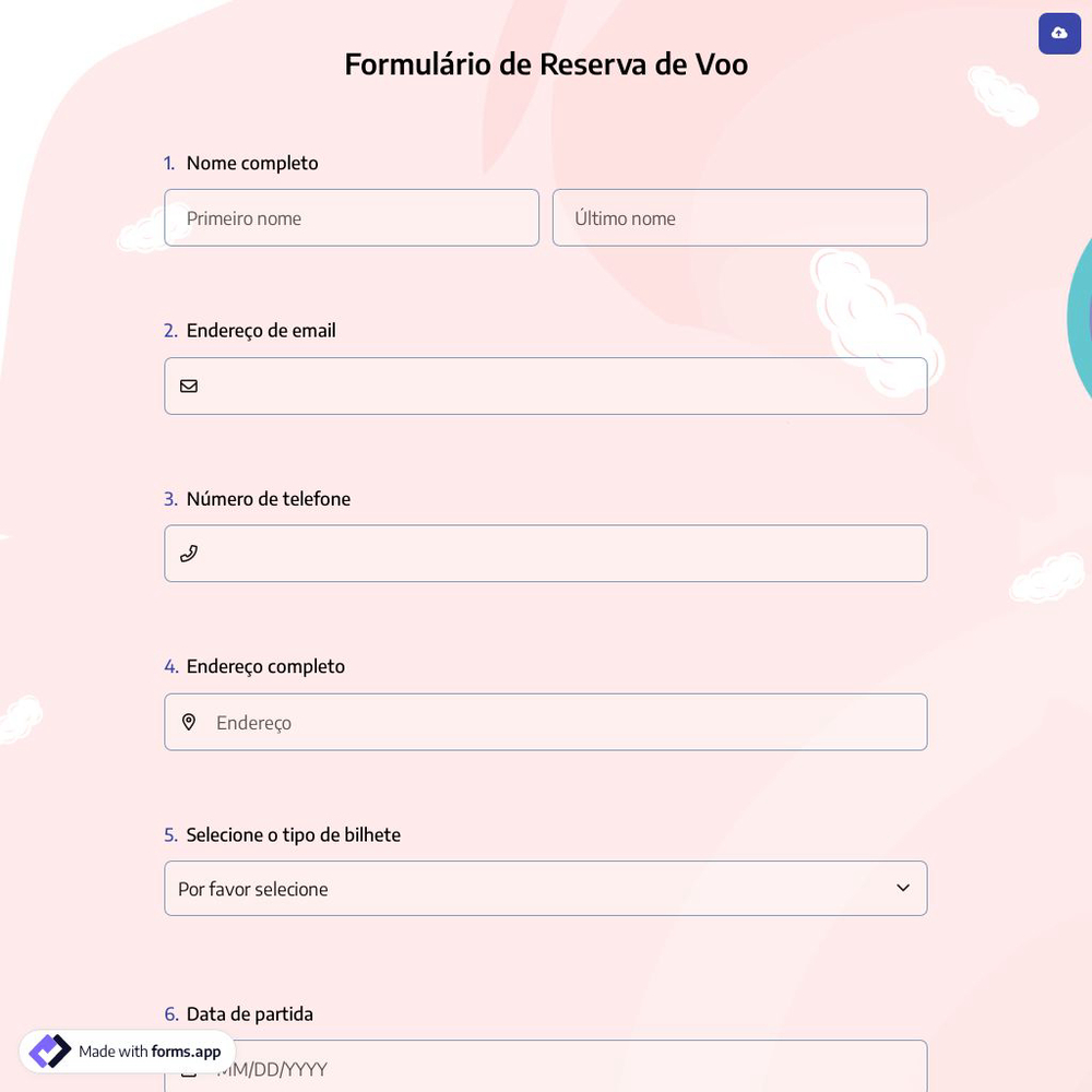Formulário de Reserva de Voo