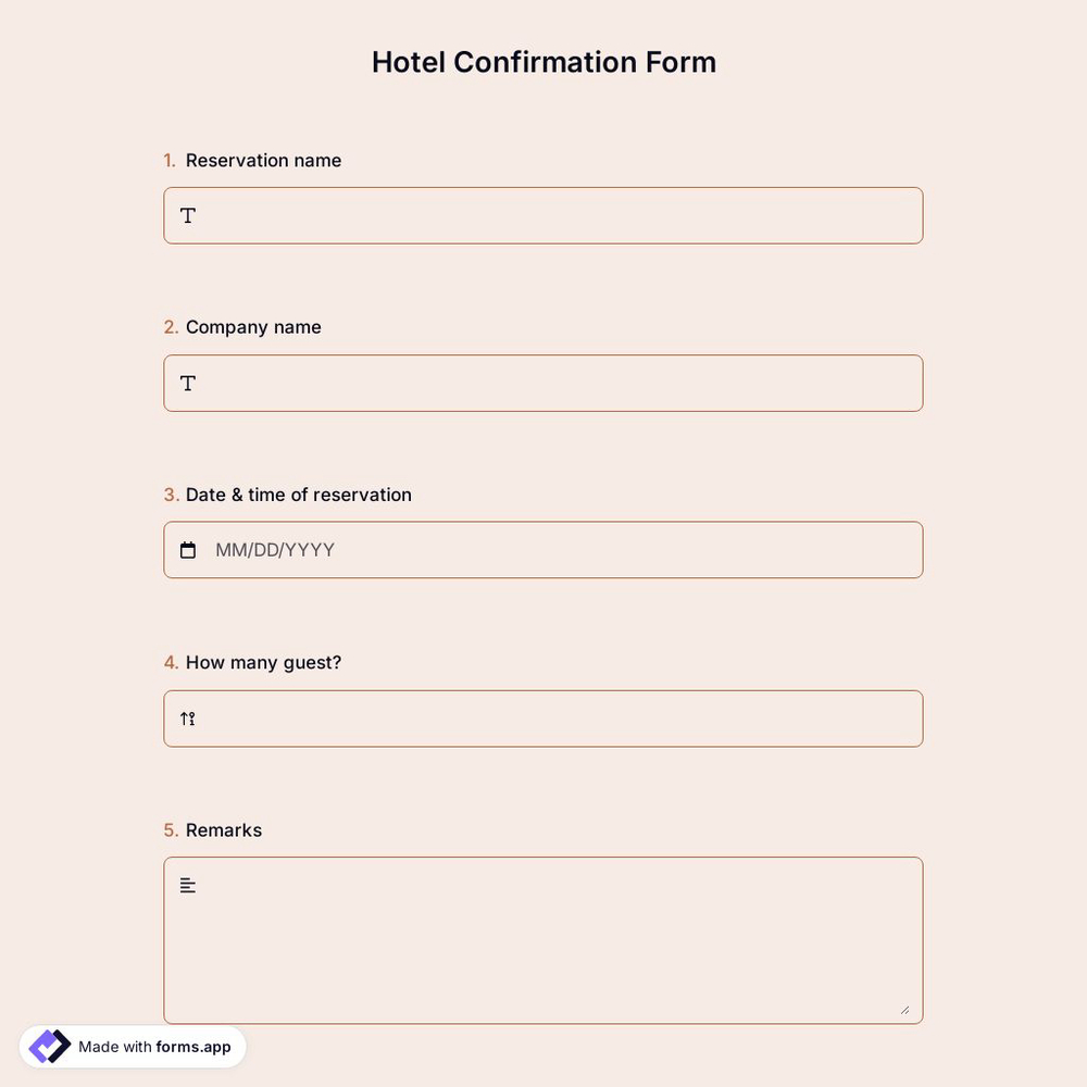 Hotel Confirmation Form