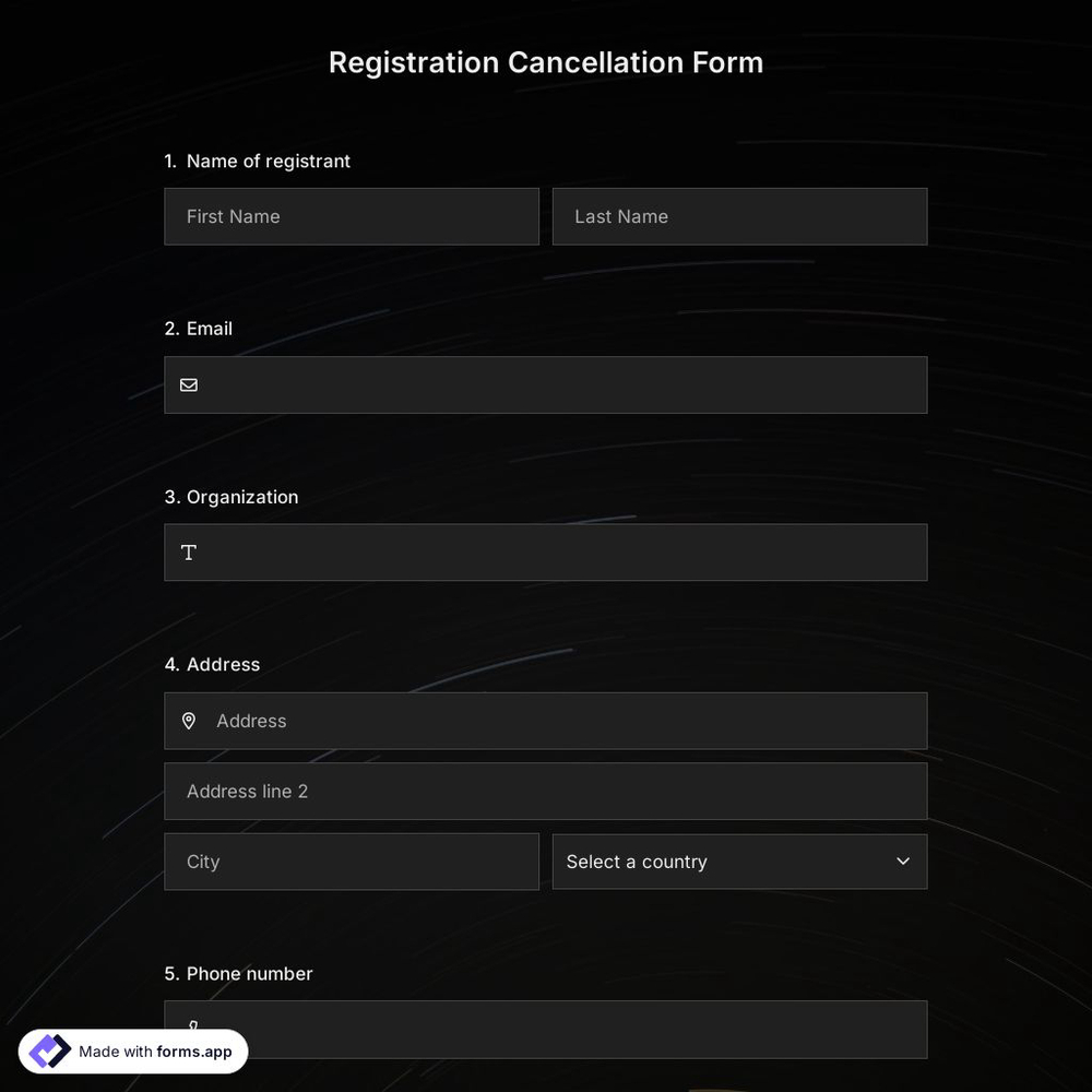Registration Cancellation Form