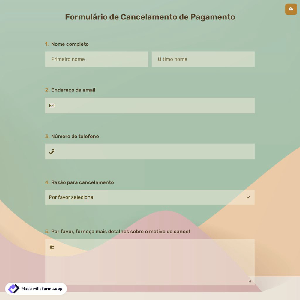 Formulário de Cancelamento de Pagamento