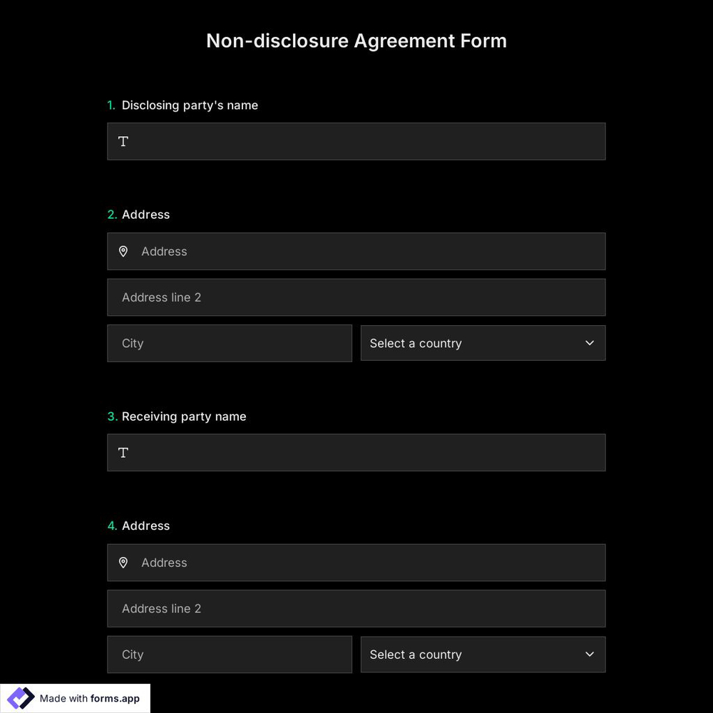 Non-Disclosure Agreement Form