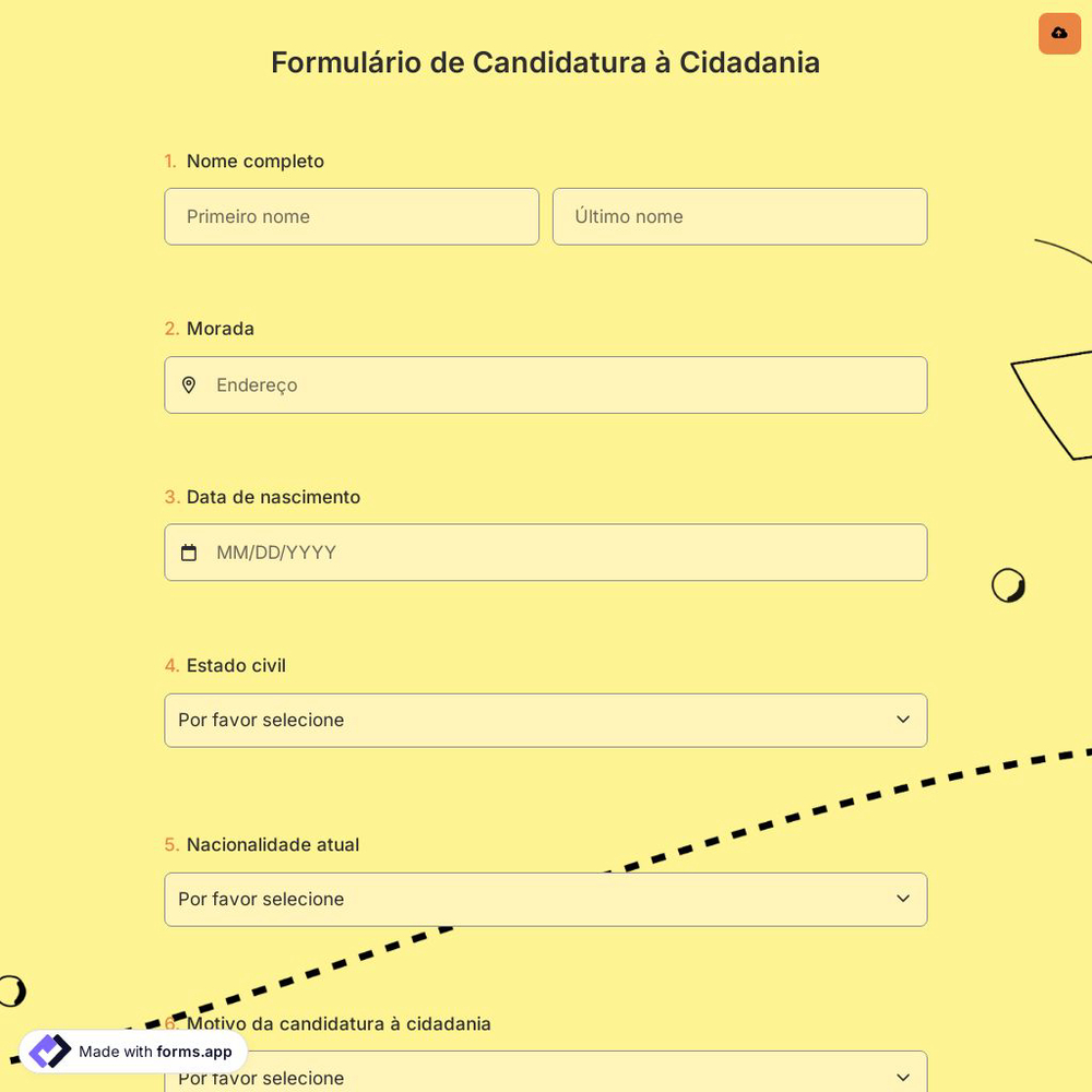 Formulário de Candidatura Cidadania