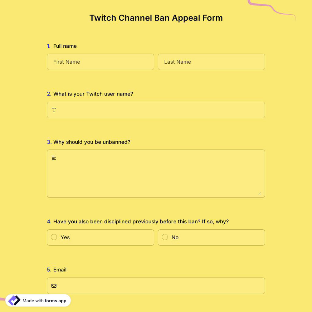 Twitch Channel Ban Appeal Form