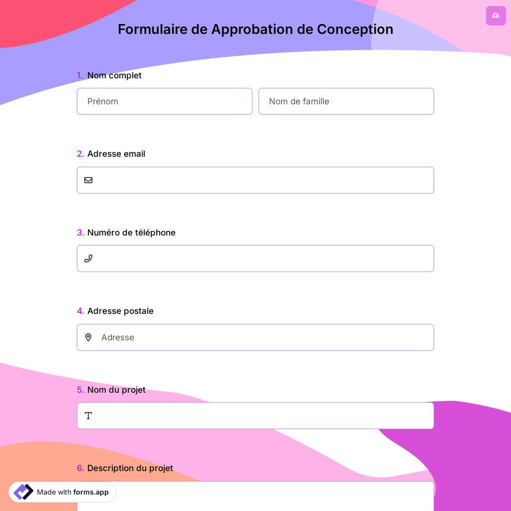 Formulaire de Approbation de Conception
