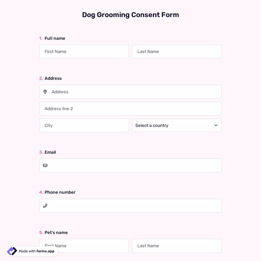 Dog Grooming Consent Form