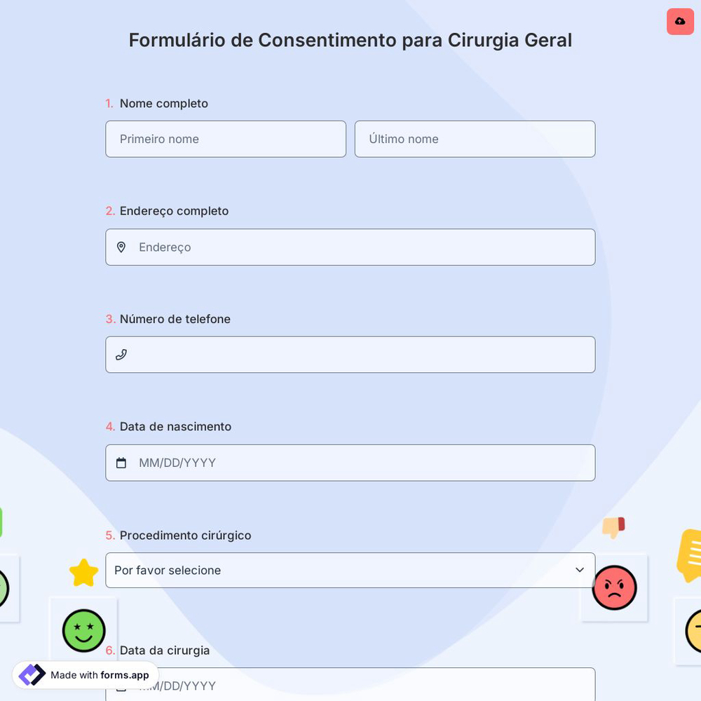 Formulário de Consentimento para Cirurgia Geral