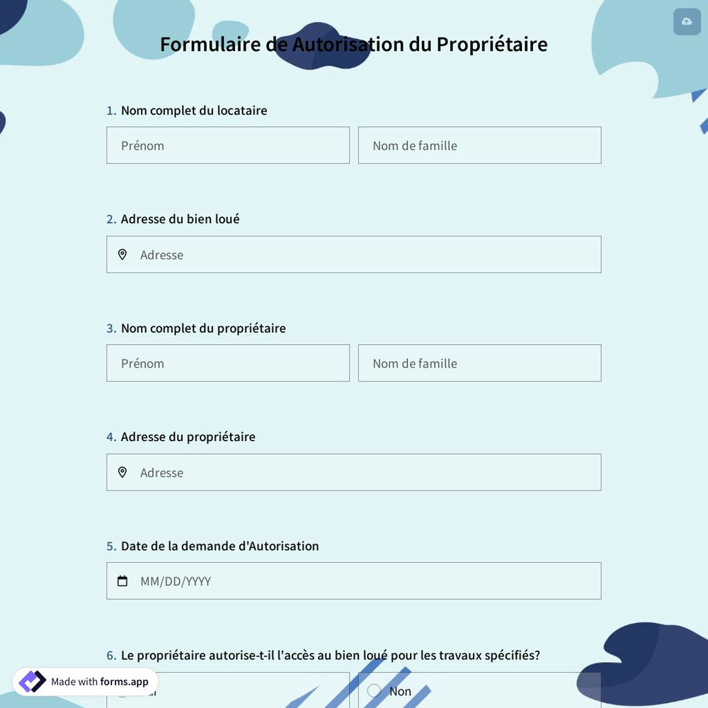 Formulaire de Autorisation du Propriétaire