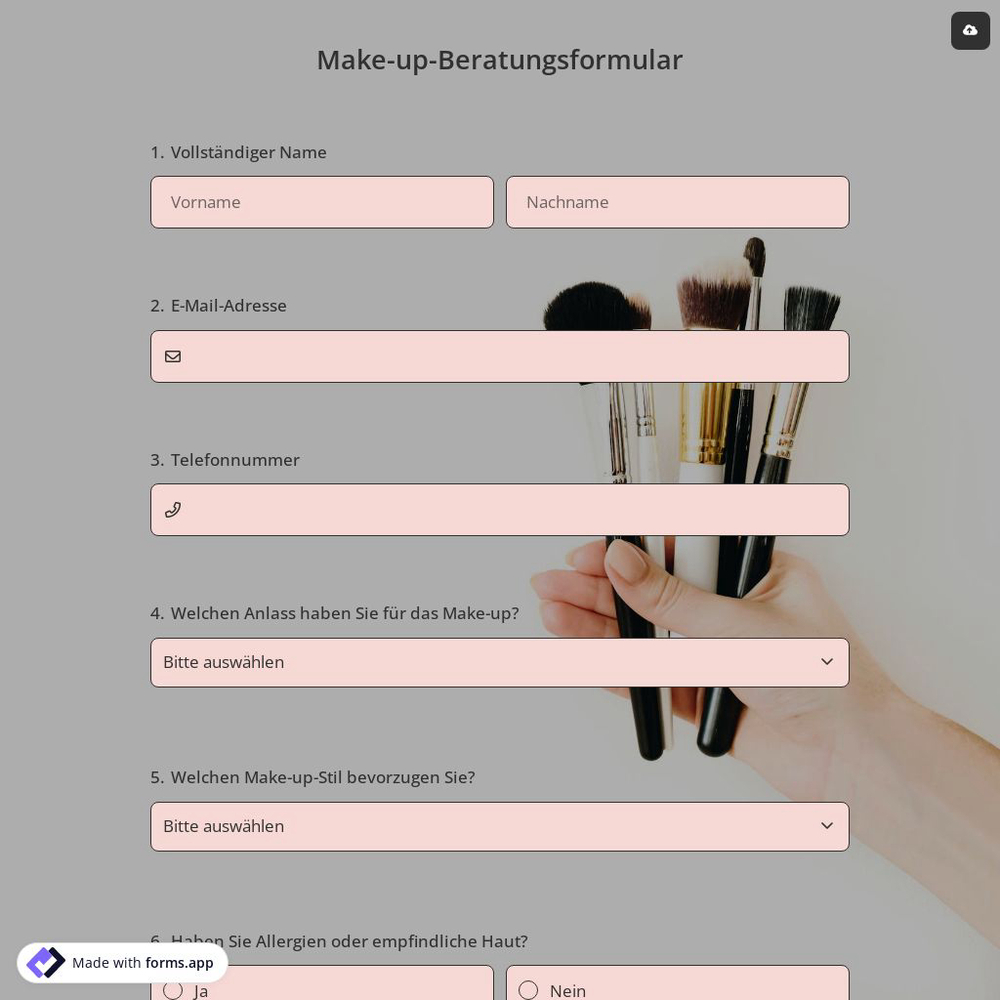 Make-up-Beratungsformular