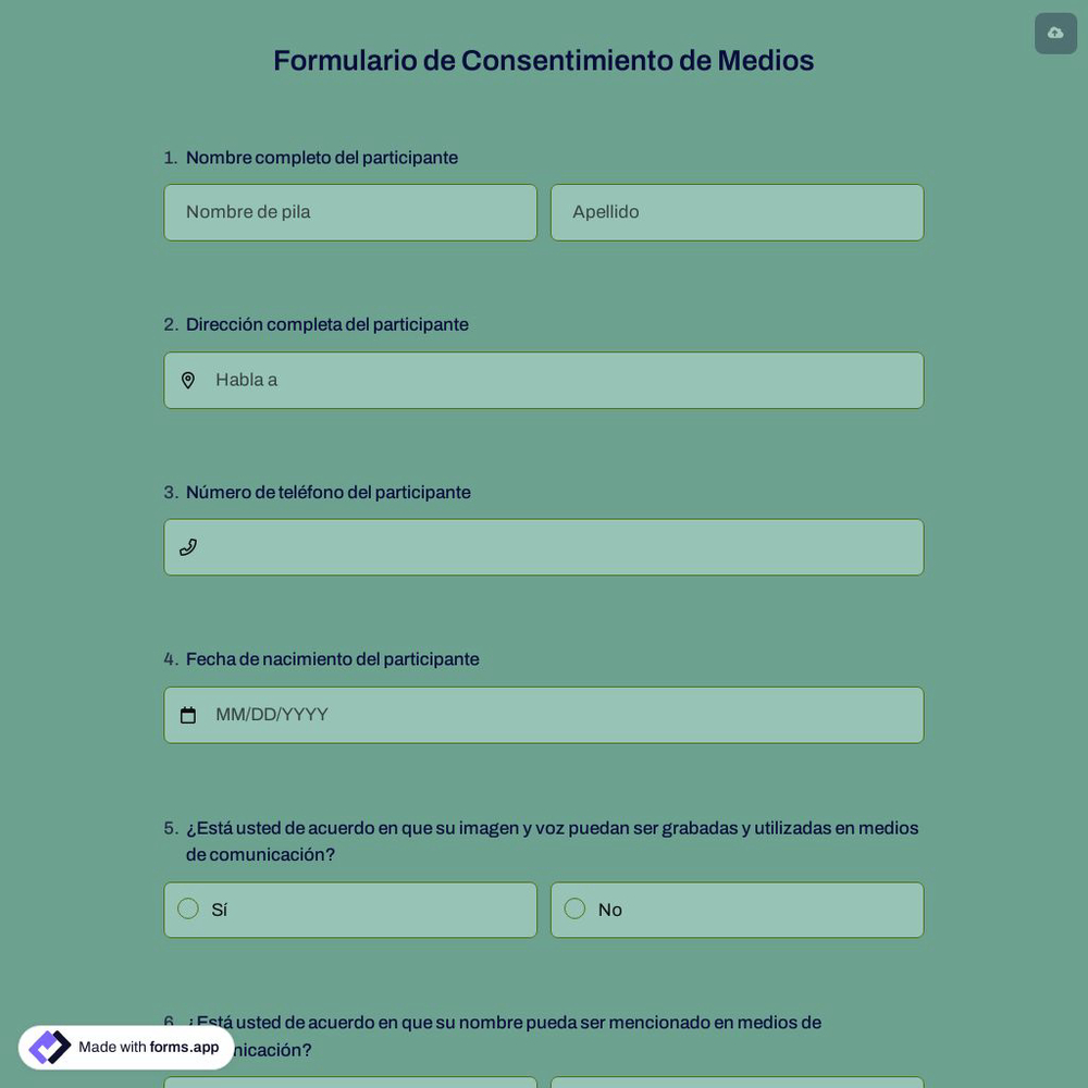 Formulario de Consentimiento de Medios