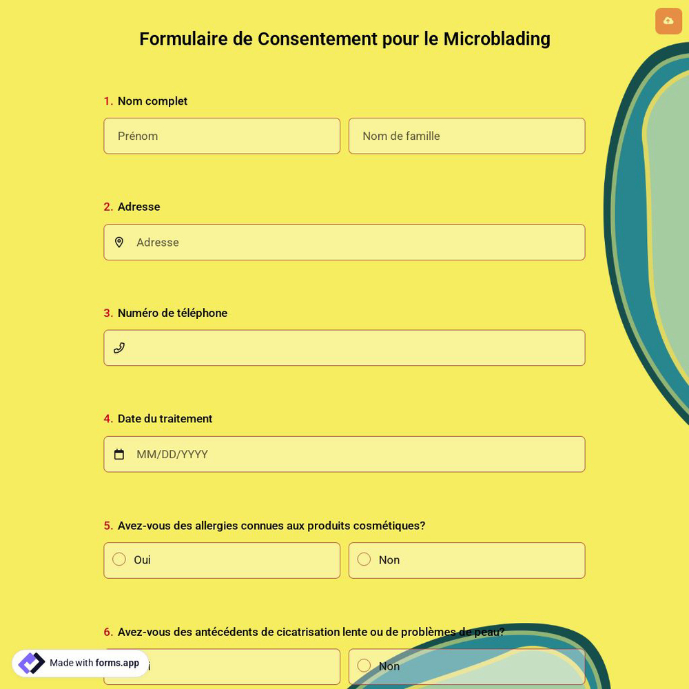 Formulaire de Consentement pour le Microblading