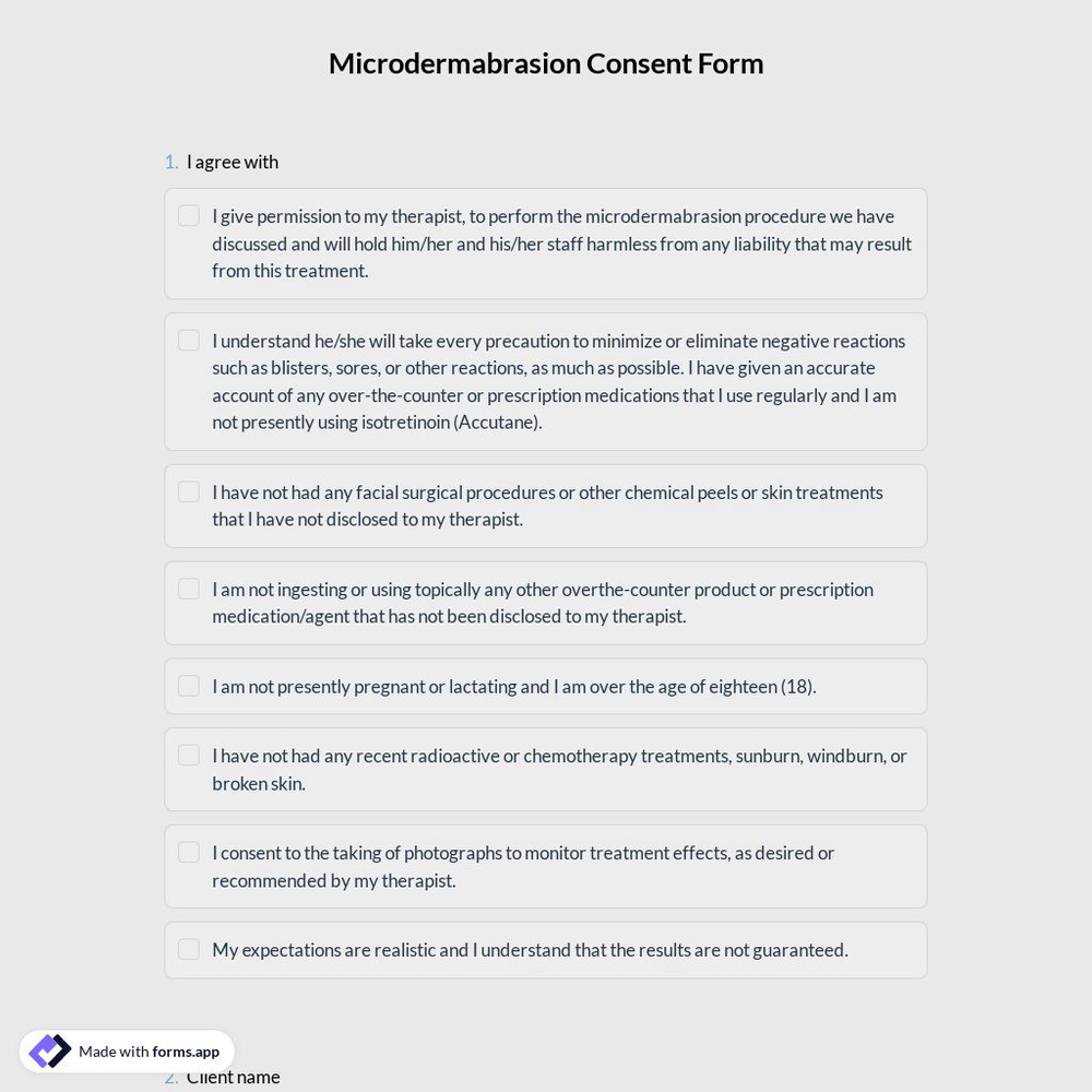 Microdermabrasion Consent Form