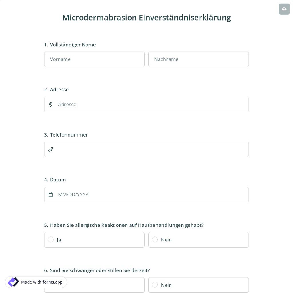 Microdermabrasion Einverständniserklärung