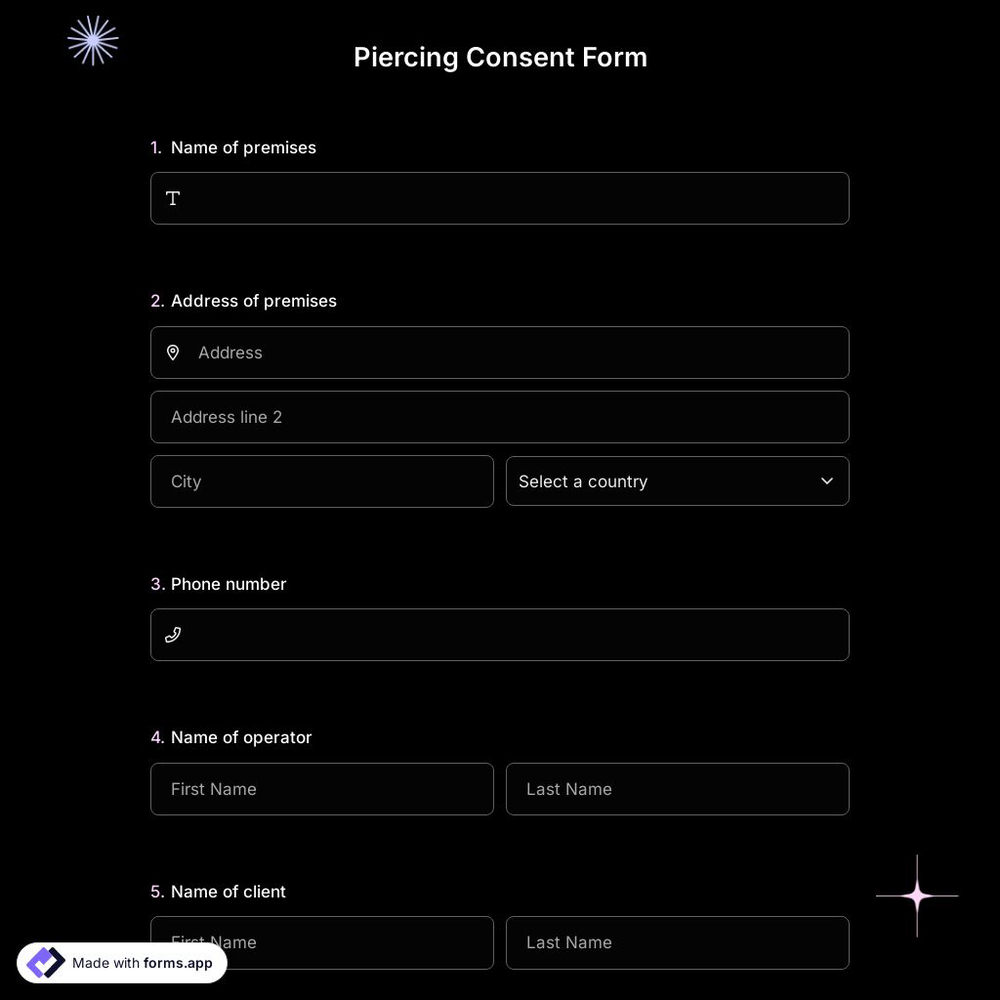 Piercing Consent Form 