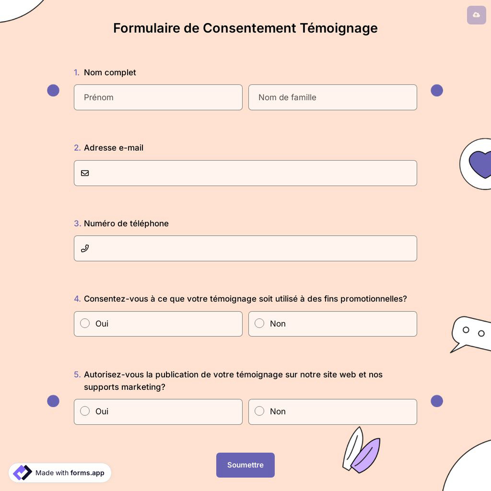 Formulaire de Consentement Témoignage