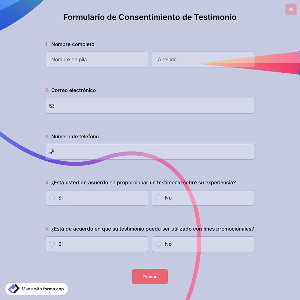 Formulario de Consentimiento de Testimonio