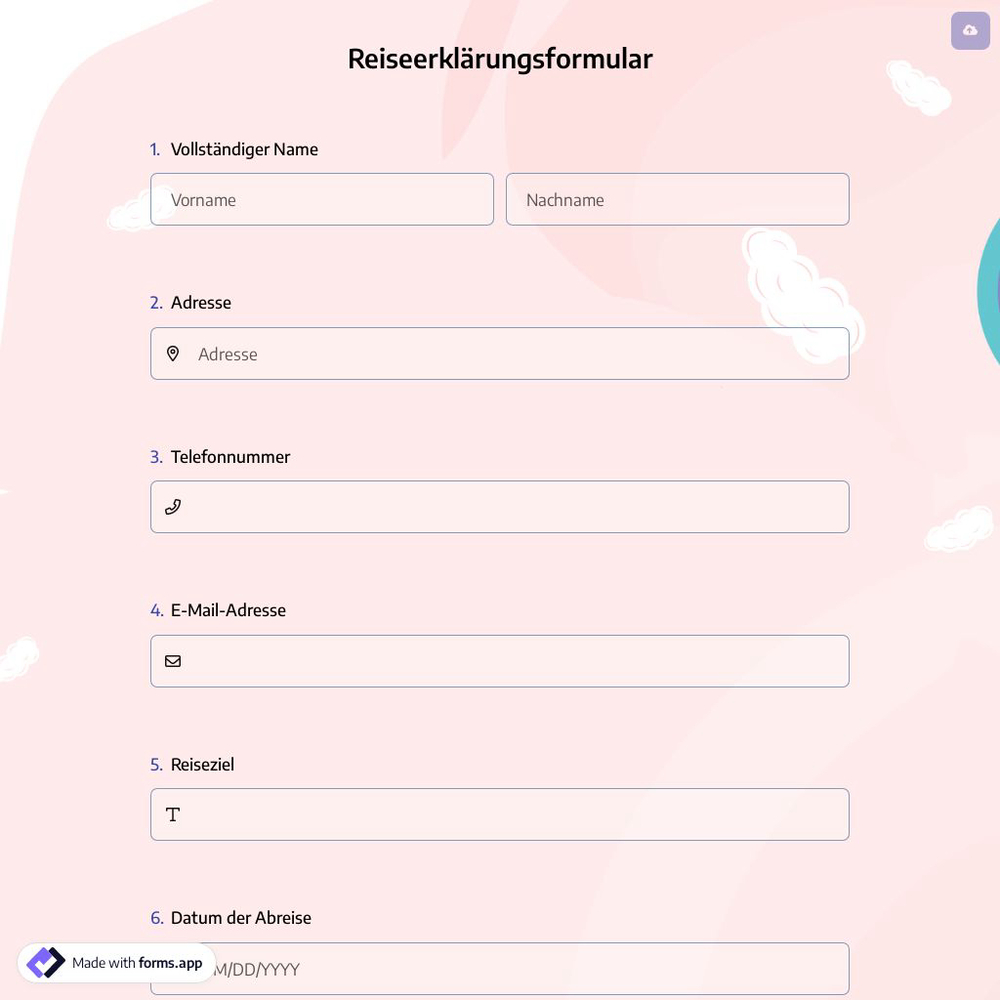 Reiseerklärungsformular